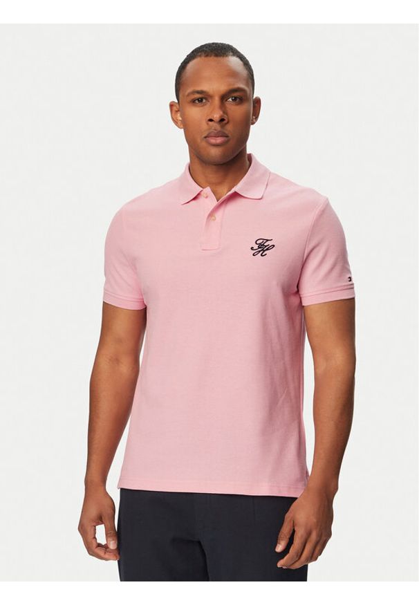 TOMMY HILFIGER - Tommy Hilfiger Polo MW0MW43046 Różowy Regular Fit. Typ kołnierza: polo. Kolor: różowy. Materiał: bawełna