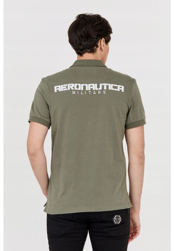 Aeronautica Militare - AERONAUTICA MILITARE Męska zielona koszulka polo, Rozmiar XXL. Typ kołnierza: polo. Kolor: zielony. Wzór: aplikacja