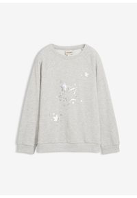 bonprix - Bluza z czystej bawełny. Kolor: szary. Materiał: bawełna. Wzór: aplikacja #1