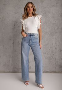 Renee - Białe Eleganckie Body z Bawełny z Zapięciem na Napy Wykończone Falbankami Iilines. Okazja: do pracy, na co dzień. Typ kołnierza: kołnierz z falbankami. Kolor: biały. Materiał: bawełna. Długość rękawa: krótki rękaw. Długość: krótkie. Styl: elegancki #7