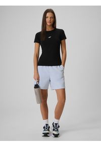 4f - 4F T-shirt slim gładki damski - czarny XL. Okazja: na co dzień. Kolor: czarny. Materiał: materiał. Wzór: gładki. Styl: casual, sportowy #2