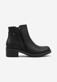 Born2be - Czarne Botki do Kostki Zdobione Suwakiem przy Cholewce Ilosela. Okazja: na co dzień. Zapięcie: zamek. Kolor: czarny. Materiał: jeans. Szerokość cholewki: normalna. Wzór: aplikacja. Obcas: na płaskiej podeszwie. Styl: casual, elegancki #7