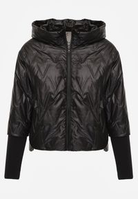 Renee - Czarna Pikowana Kurtka z Kapturem z Materiałem na Rękawach Grigoria. Okazja: na co dzień. Typ kołnierza: kaptur. Kolor: czarny. Materiał: materiał. Długość rękawa: długi rękaw. Styl: casual, elegancki #8