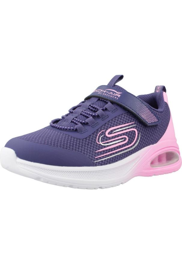 skechers - Buty sportowe Sneakersy dziewczęce, Microspec Max Advance - Fly 3. Okazja: na co dzień. Kolor: niebieski. Materiał: tkanina, syntetyk. Model: Skechers Sport. Sport: turystyka piesza