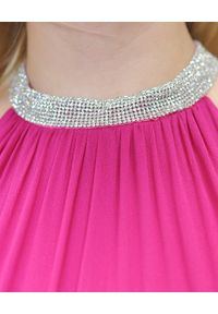 EMMA & GAIA - Różowa sukienka maxi z kamieniami. Kolekcja: dla wysokich. Kolor: różowy, wielokolorowy, fioletowy. Materiał: wiskoza. Styl: wizytowy. Długość: maxi #4