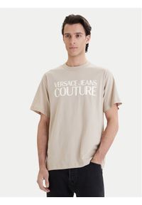 Versace Jeans Couture T-Shirt 80GAHT01 CJ00T Beżowy Regular Fit. Kolor: beżowy. Materiał: bawełna #1