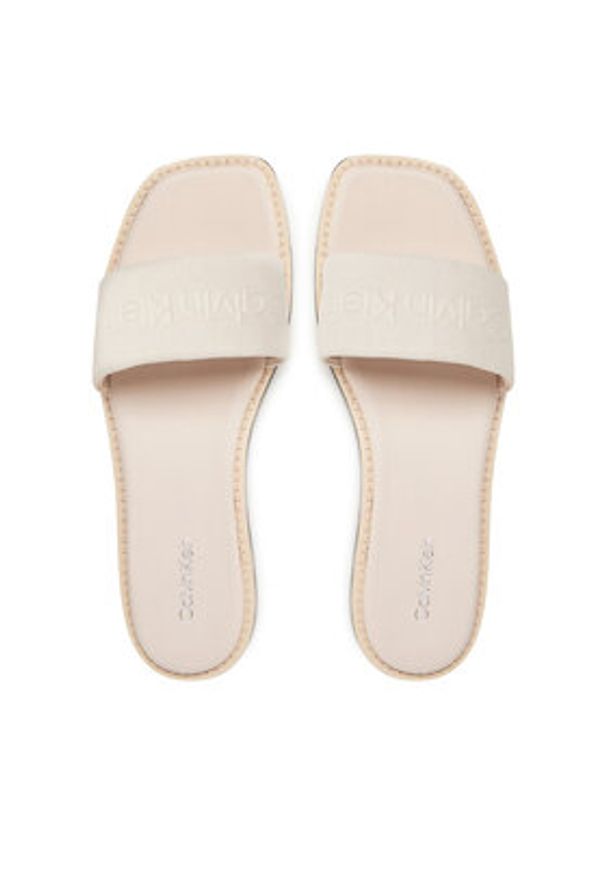 Calvin Klein Klapki Flat Slide - He HW0HW02378 Écru. Materiał: materiał