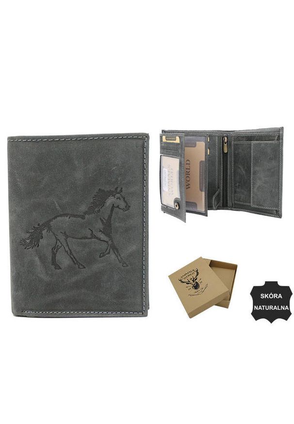 ALWAYS WILD - Portfel skórzany Always Wild N4-CHM-HORSE czarny tłoczenie koń. Kolor: czarny. Materiał: skóra