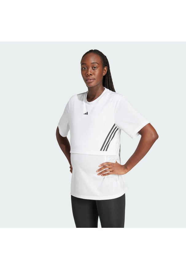 Adidas - Koszulka Maternity. Kolekcja: moda ciążowa. Kolor: biały. Sport: fitness
