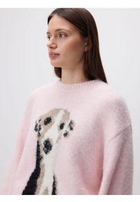 Reserved - Sweter z żakardowym wzorem - pastelowy róż. Kolor: różowy. Materiał: żakard #1