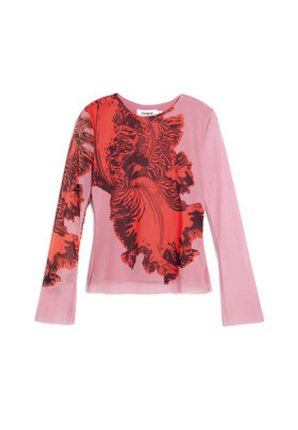 Desigual Bluzka Orchid Lacroix 26SWTK50 Różowy Slim Fit. Kolor: różowy. Materiał: syntetyk