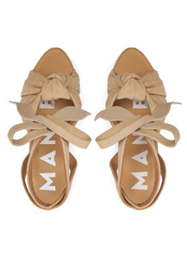 Manebi Espadryle Hamptons Wedge Espadrilles With Knot M 1.1 WS Beżowy. Kolor: beżowy. Materiał: skóra, zamsz
