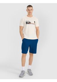 4f - 4F T-shirt regular z nadrukiem męski - biały S. Okazja: na co dzień. Kolor: biały. Materiał: dzianina, bawełna, jersey. Długość rękawa: krótki rękaw. Długość: krótkie. Wzór: nadruk. Styl: klasyczny, sportowy, casual