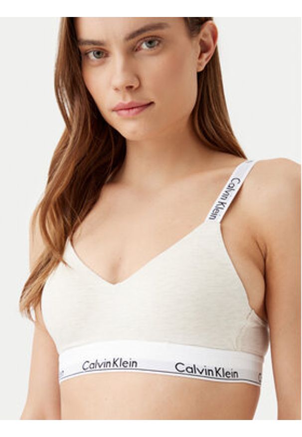 Calvin Klein Underwear Biustonosz bezfiszbinowy 000QF7059E Beżowy. Kolor: beżowy. Materiał: bawełna