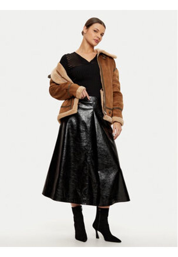 Morgan Sweter 242-MGANZA Czarny Slim Fit. Kolor: czarny. Materiał: wiskoza