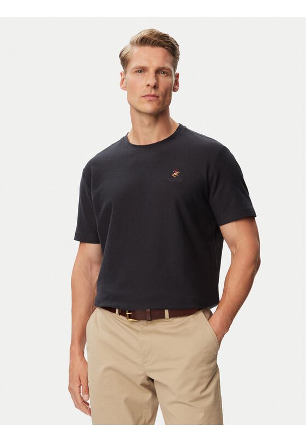 Beverly Hills Polo Club T-Shirt P-SS26M-TS0002 Granatowy Regular Fit. Typ kołnierza: polo. Kolor: niebieski. Materiał: bawełna