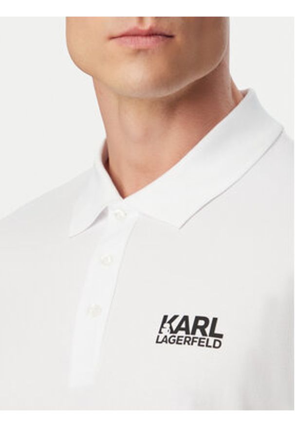 Karl Lagerfeld - KARL LAGERFELD Polo 745780 500235 Biały Regular Fit. Typ kołnierza: polo. Kolor: biały. Materiał: bawełna