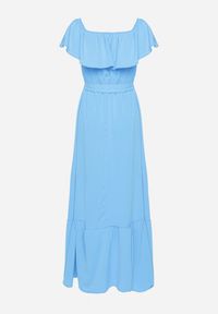 Born2be - Niebieska Sukienka o Rozkloszowanym Fasonie z Hiszpańskim Dekoltem i Materiałowym Paskiem Nacara. Okazja: na co dzień. Kolor: niebieski. Materiał: materiał. Długość rękawa: krótki rękaw. Sezon: lato. Typ sukienki: proste. Styl: casual #5