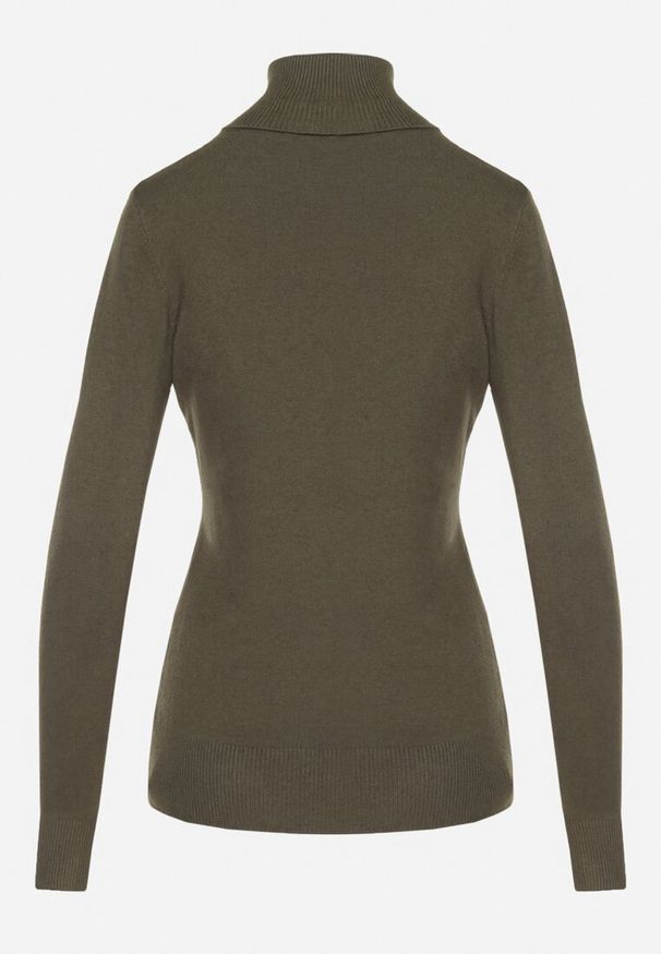 Born2be - Ciemnozielony Golf Sweter z Wiskozą i Kaszmirem Zailaya. Okazja: na co dzień. Typ kołnierza: golf. Kolor: zielony. Materiał: wiskoza, kaszmir. Styl: casual