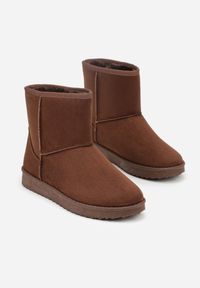 Born2be - Brązowe Śniegowce Ozdobione Przeszyciem Retila. Okazja: na co dzień. Kolor: brązowy. Materiał: jeans. Wzór: aplikacja. Styl: casual #6