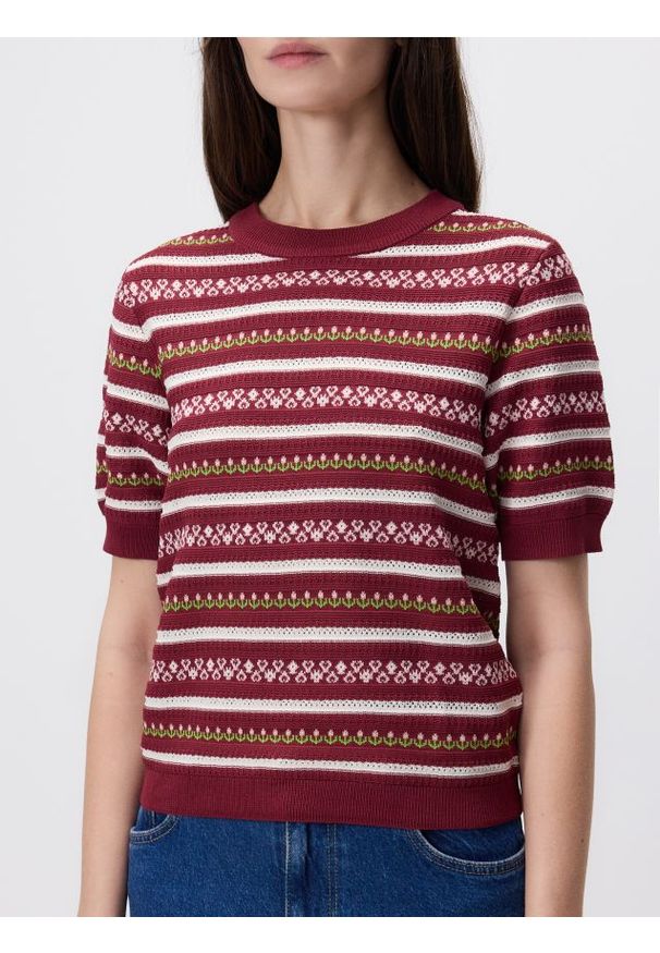 Reserved - Wzorzysty sweter z wiskozą - wielobarwny. Materiał: wiskoza