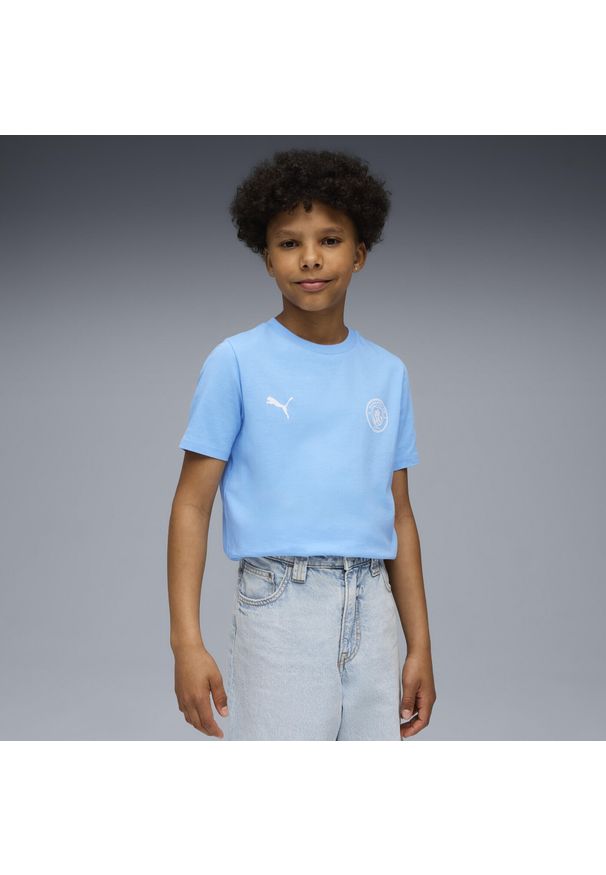 Puma - Młodzieżowa koszulka Manchester City FtblEssentials PUMA. Kolor: wielokolorowy, niebieski, biały. Sport: piłka nożna
