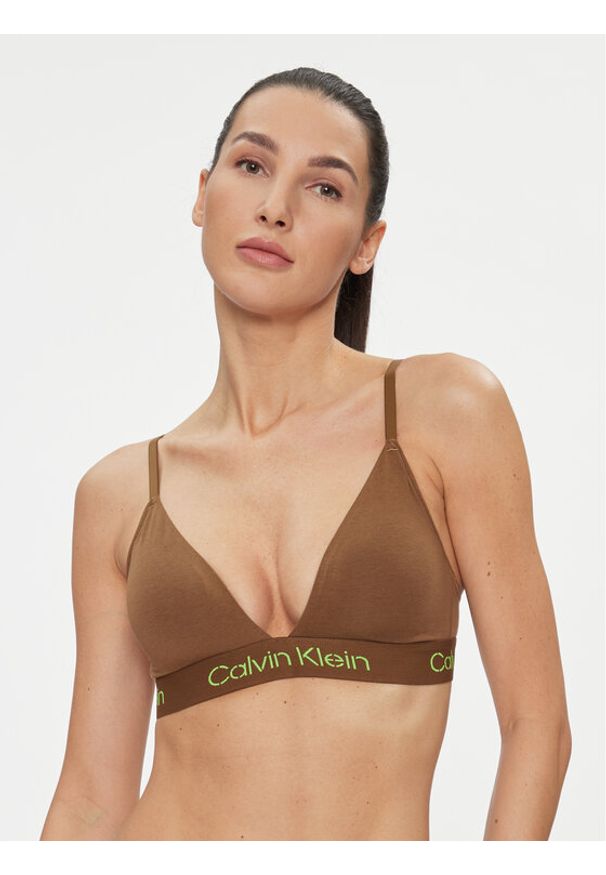 Calvin Klein Underwear Biustonosz bezfiszbinowy 000QF7456E Brązowy. Kolor: brązowy. Materiał: bawełna