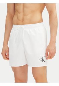 Calvin Klein Swimwear Szorty kąpielowe KM0KM01101 Biały Regular Fit. Kolor: biały. Materiał: syntetyk