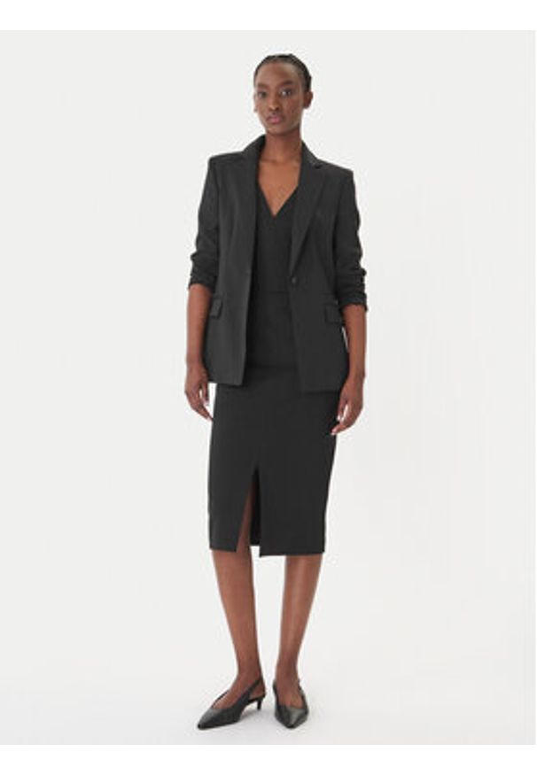 Hugo - HUGO Sukienka koktajlowa Kalamara-3 50533641 Czarny Slim Fit. Kolor: czarny. Materiał: syntetyk. Styl: wizytowy