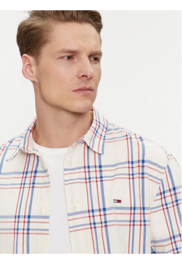 Tommy Jeans Koszula Poplin DM0DM18968 Kolorowy Regular Fit. Materiał: bawełna. Wzór: kolorowy