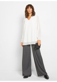 bonprix - Długa bluzka w stylu tuniki. Kolor: biały. Długość rękawa: długi rękaw. Długość: długie. Styl: elegancki