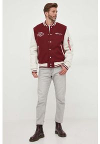 Alpha Industries kurtka bomber Varsity Air Force Jacket męski kolor bordowy przejściowa. Kolor: czerwony #4