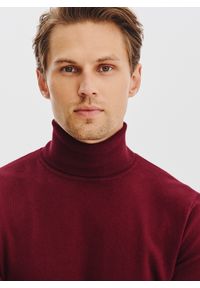 Pako Lorente - PAKO LORENTE - Bordowy gładki golf męski. Typ kołnierza: golf. Kolor: czerwony. Materiał: poliamid, bawełna, elastan. Wzór: gładki. Sezon: jesień #9