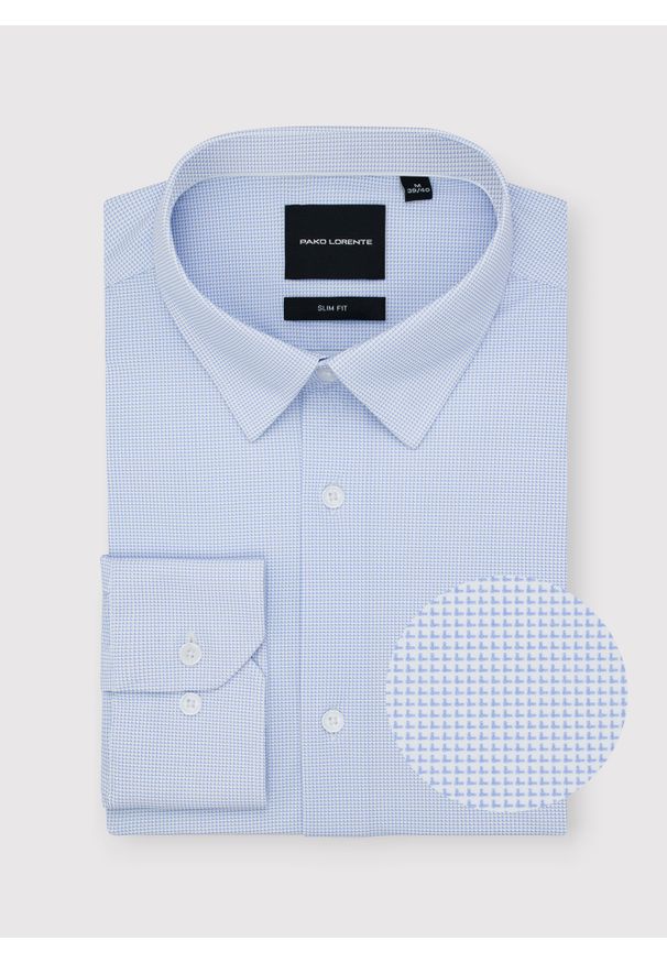 Pako Lorente - PAKO LORENTE - Dzianinowa koszula męska w pepitkę. Typ kołnierza: kołnierzyk klasyczny. Materiał: dzianina. Długość rękawa: długi rękaw. Długość: długie