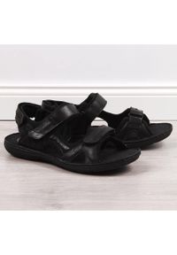 Sandały męskie skórzane na rzepy czarne Łukbut 991. Zapięcie: rzepy. Kolor: czarny. Materiał: skóra #3
