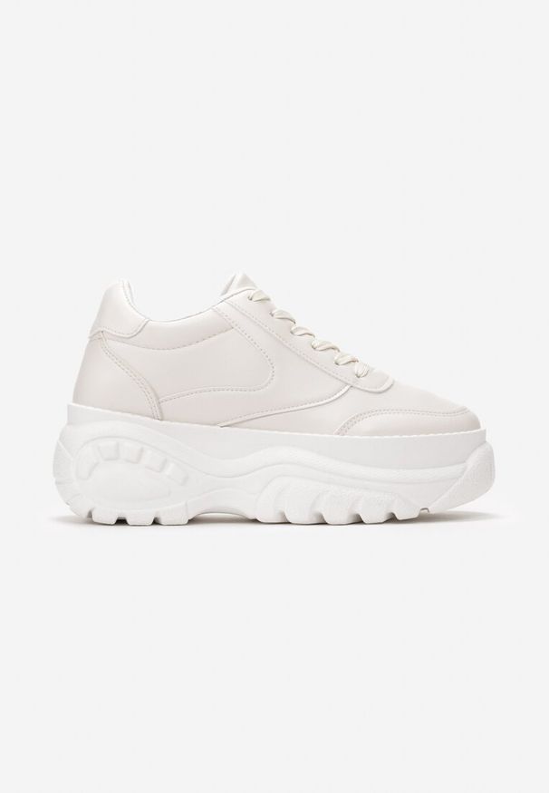 Renee - Beżowe Sneakersy Fair Crush. Wysokość cholewki: przed kostkę. Zapięcie: sznurówki. Kolor: beżowy. Szerokość cholewki: normalna. Wzór: aplikacja