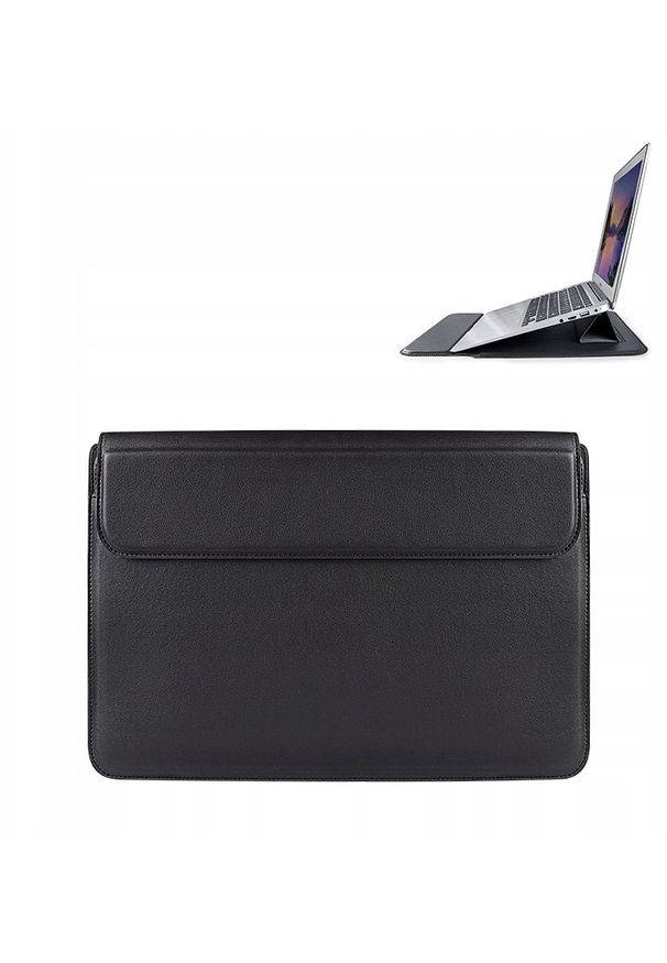 NoName - Etui Devia etui pokrowiec torba do laptopa / MacBooka Ultra-Thin z funkcją podstawki 13,3'' sztuczna skóra czarny. Kolor: czarny. Materiał: skóra
