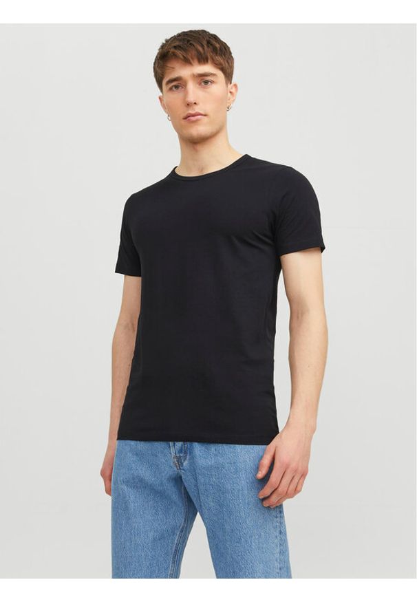 Jack & Jones T-Shirt Basic 12058529 Czarny Stretch Fit. Kolor: czarny. Materiał: bawełna
