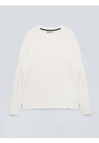 Big-Star - Sweter męski ze splotem warkoczowym i haftem kremowy Niser 100. Okazja: na co dzień. Kolor: biały. Materiał: dzianina, bawełna, jeans, materiał. Wzór: haft, ze splotem. Styl: casual, klasyczny #7