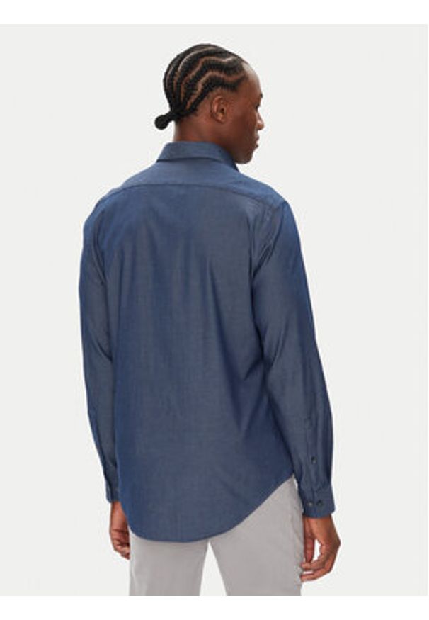 Calvin Klein Koszula LV019EU024 Granatowy Slim Fit. Kolor: niebieski. Materiał: bawełna