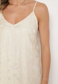 Born2be - Beżowa Sukienka z Wiskozą o Trapezowym Kroju na Ramiączkach Silarelle. Okazja: na co dzień. Typ kołnierza: dekolt w kształcie V. Kolor: beżowy. Materiał: wiskoza. Długość rękawa: na ramiączkach. Typ sukienki: trapezowe. Styl: casual, elegancki #2