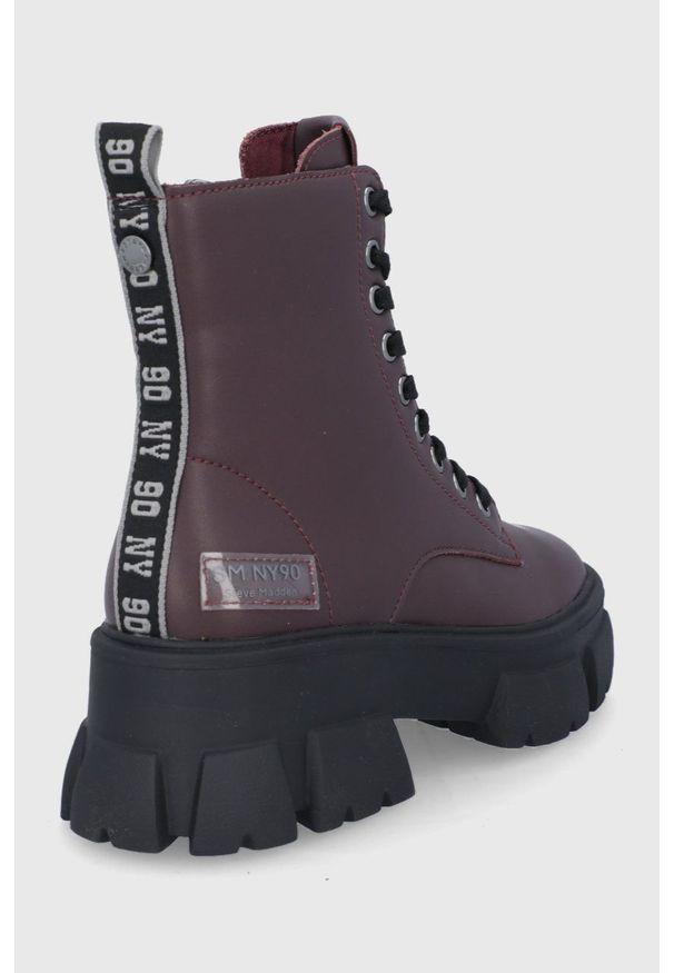 Steve Madden - Workery skórzane. Kolor: czerwony. Materiał: skóra. Obcas: na platformie