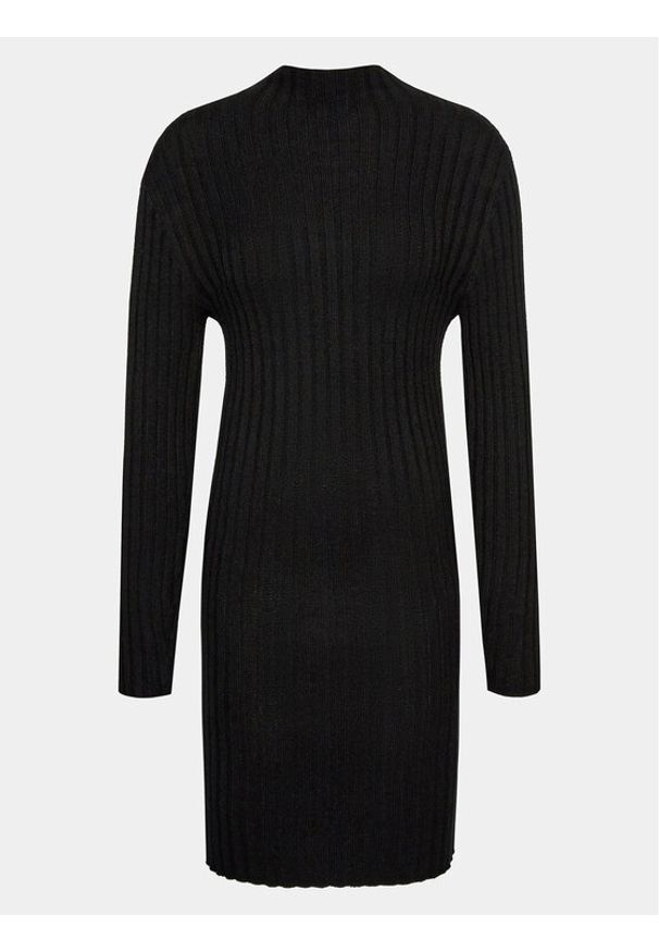 Brave Soul Sukienka dzianinowa LKD-608LOLLIES Czarny Regular Fit. Kolor: czarny. Materiał: wiskoza
