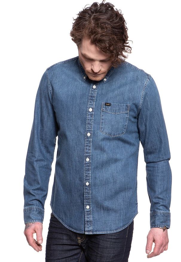 Lee - LEE BUTTON DOWN REGULAR FIT OIL BLUE L880PLMO 112123380. Typ kołnierza: button down