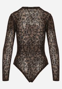 Born2be - Brązowe Body z Dodatkiem Wiskozy z Długim Rękawem i Welurowym Wzorem w Kwiaty Eclena. Okazja: na co dzień. Kolor: brązowy. Materiał: welur, wiskoza. Długość rękawa: długi rękaw. Długość: długie. Wzór: kwiaty. Styl: casual #5
