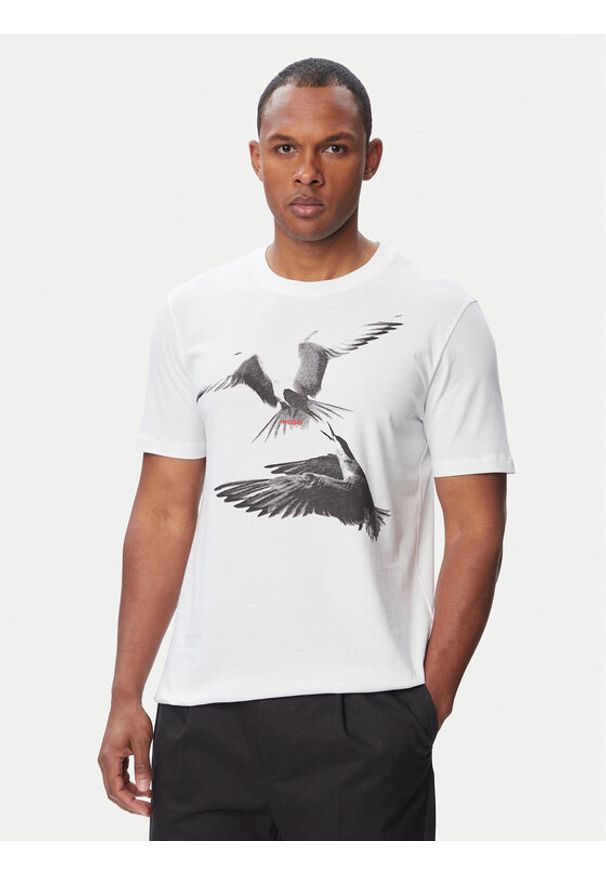 Hugo - HUGO T-Shirt Dirunn 50564143 Biały Regular Fit. Kolor: biały. Materiał: bawełna
