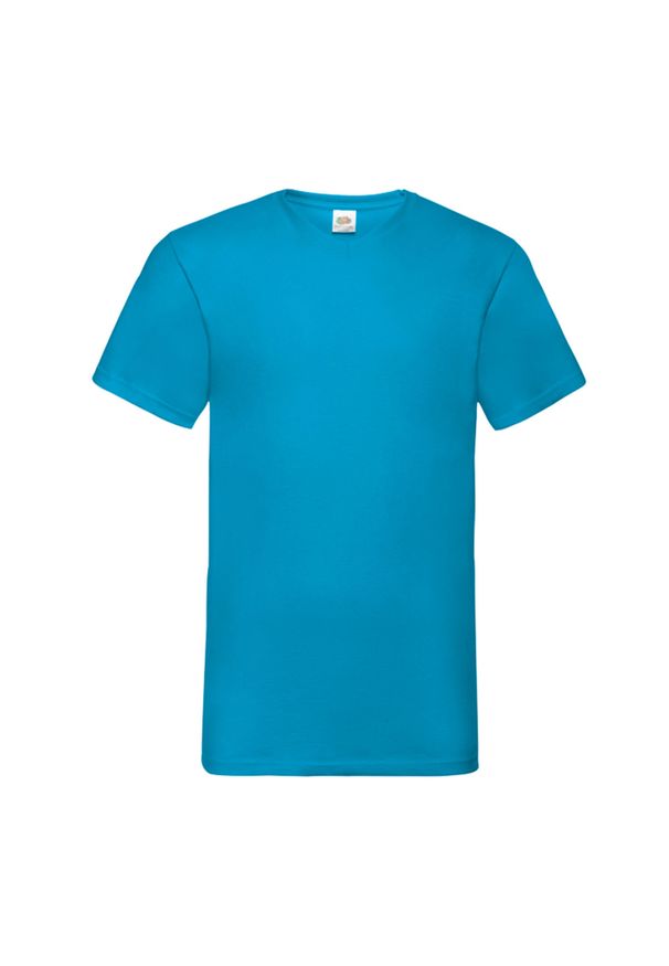 FRUIT OF THE LOOM - Męska Koszulka Z Dekoltem Valueweight. Kolor: niebieski. Sport: turystyka piesza