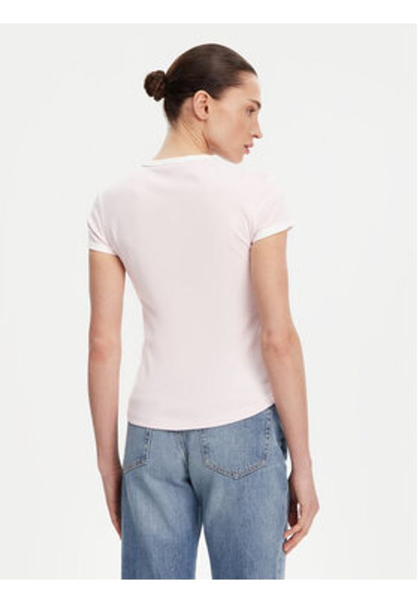 TOMMY HILFIGER - Tommy Hilfiger T-Shirt WW0WW44581 Różowy Slim Fit. Kolor: różowy. Materiał: bawełna