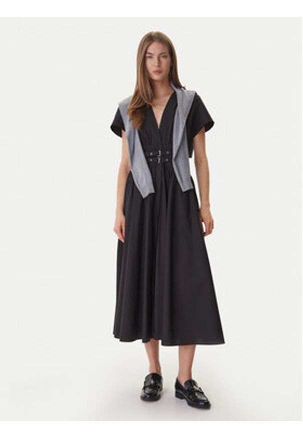 DKNY Sukienka codzienna DJ6D9194 Czarny Regular Fit. Okazja: na co dzień. Kolor: czarny. Materiał: bawełna. Typ sukienki: proste. Styl: casual