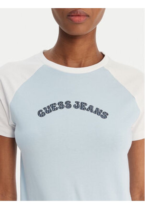 Guess Jeans T-Shirt W6GIB0 J1314 Błękitny Regular Fit. Kolor: niebieski. Materiał: bawełna